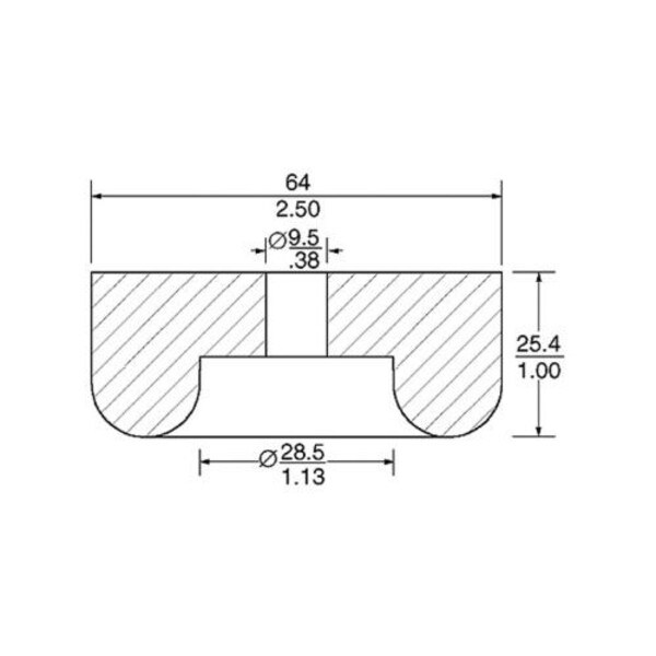 Main product image for Penn-Elcom 9106 Rubber Cabinet Foot 2.5" Dia. x 1" H 260-772